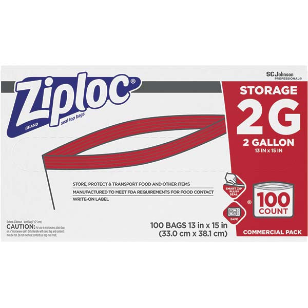 Ziploc 682253 Ziploc Storage Bags, 2 Gallon, 100/box