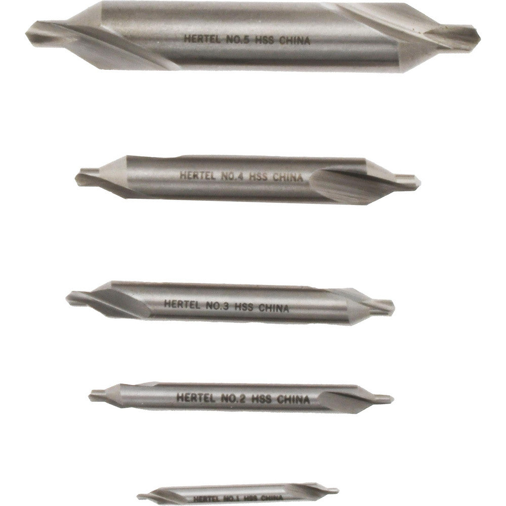 Hertel HCH70012K 5 Pc #1 to #5 High Speed Steel Combo Drill & Countersink Set