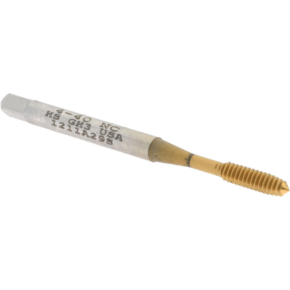 Hertel K010314AS25 Thread Forming Tap #4-40 UNC, 2B & 3B Class of Fit, Plug Chamfer, High-Speed Steel, Titanium Nitride Finish