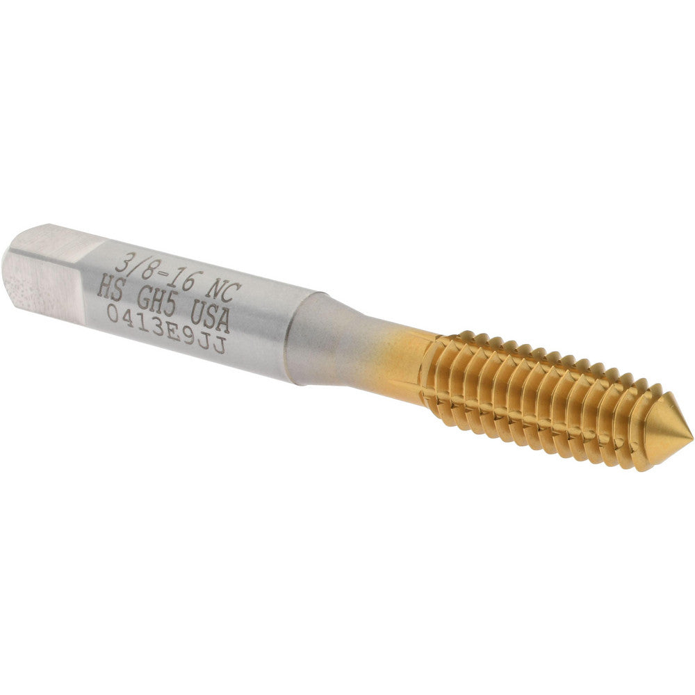 Hertel K010389AS25 Thread Forming Tap 3/8-16 UNC, 2B Class of Fit, Plug Chamfer, High-Speed Steel, Titanium Nitride Finish