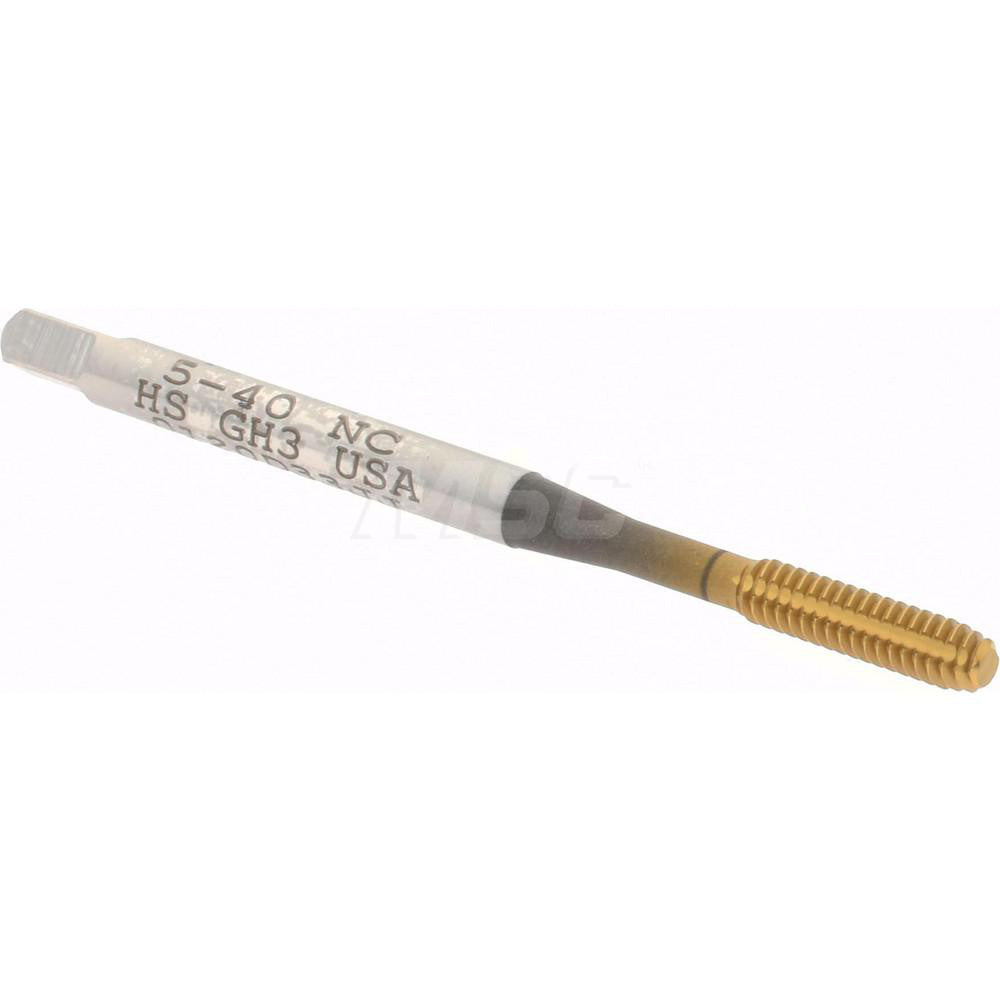 Hertel K010323AS25 Thread Forming Tap #5-40 UNC, 2B & 3B Class of Fit, Bottoming Chamfer, High-Speed Steel, Titanium Nitride Finish