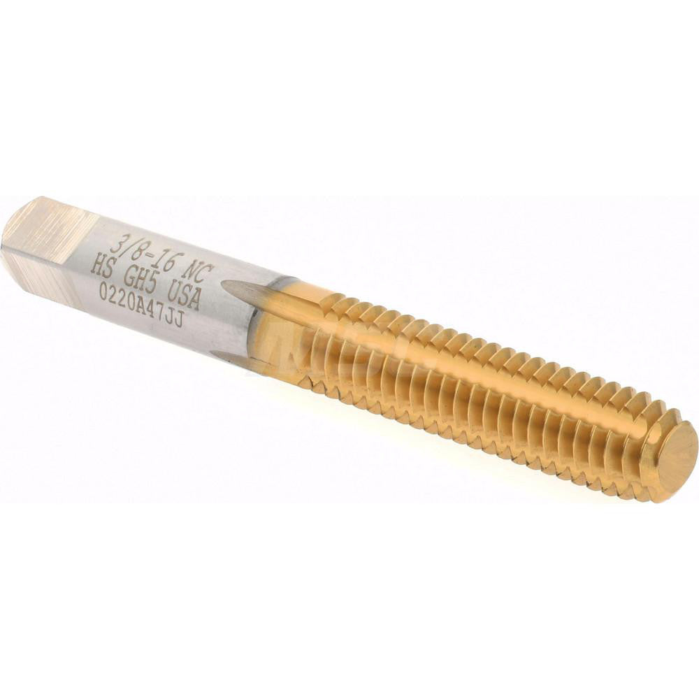 Hertel K010390AS25 Thread Forming Tap 3/8-16 UNC, 2B Class of Fit, Bottoming Chamfer, High-Speed Steel, Titanium Nitride Finish