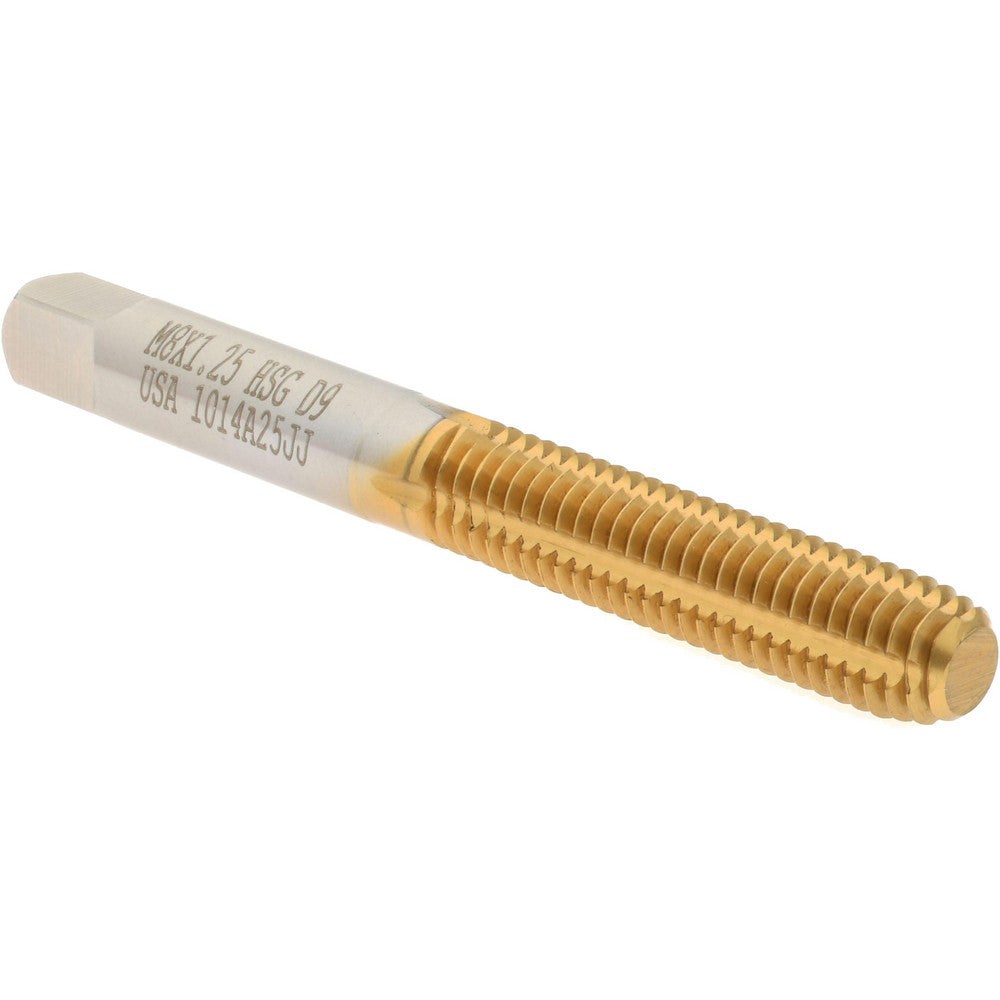 Hertel K010459AS25 Thread Forming Tap M8x1.25 Metric, Bottoming Chamfer, High-Speed Steel, Titanium Nitride Finish