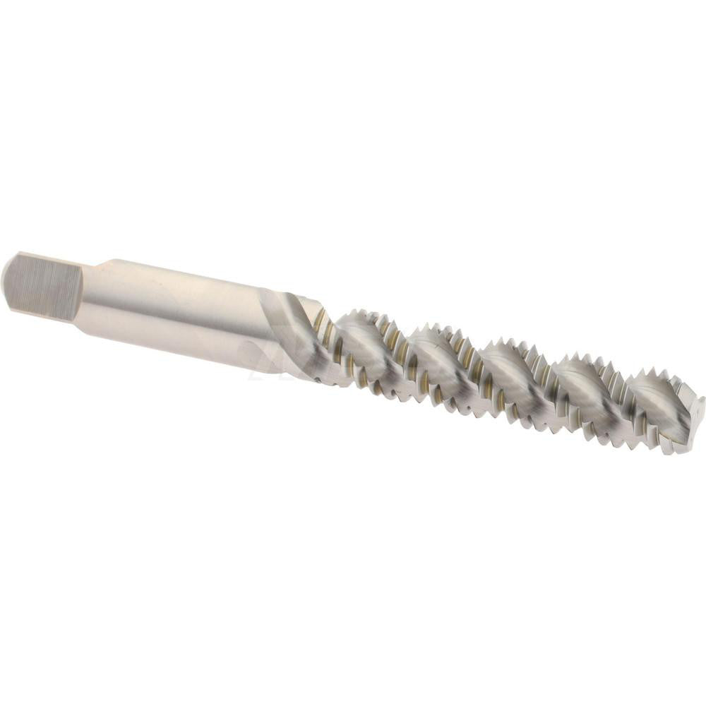 Hertel K027672AS Spiral Flute Tap M8x1.25, Metric Coarse, 3 Flute, Bottoming Chamfer, 6H Class of Fit, High-Speed Steel, Bright/Uncoated Finish