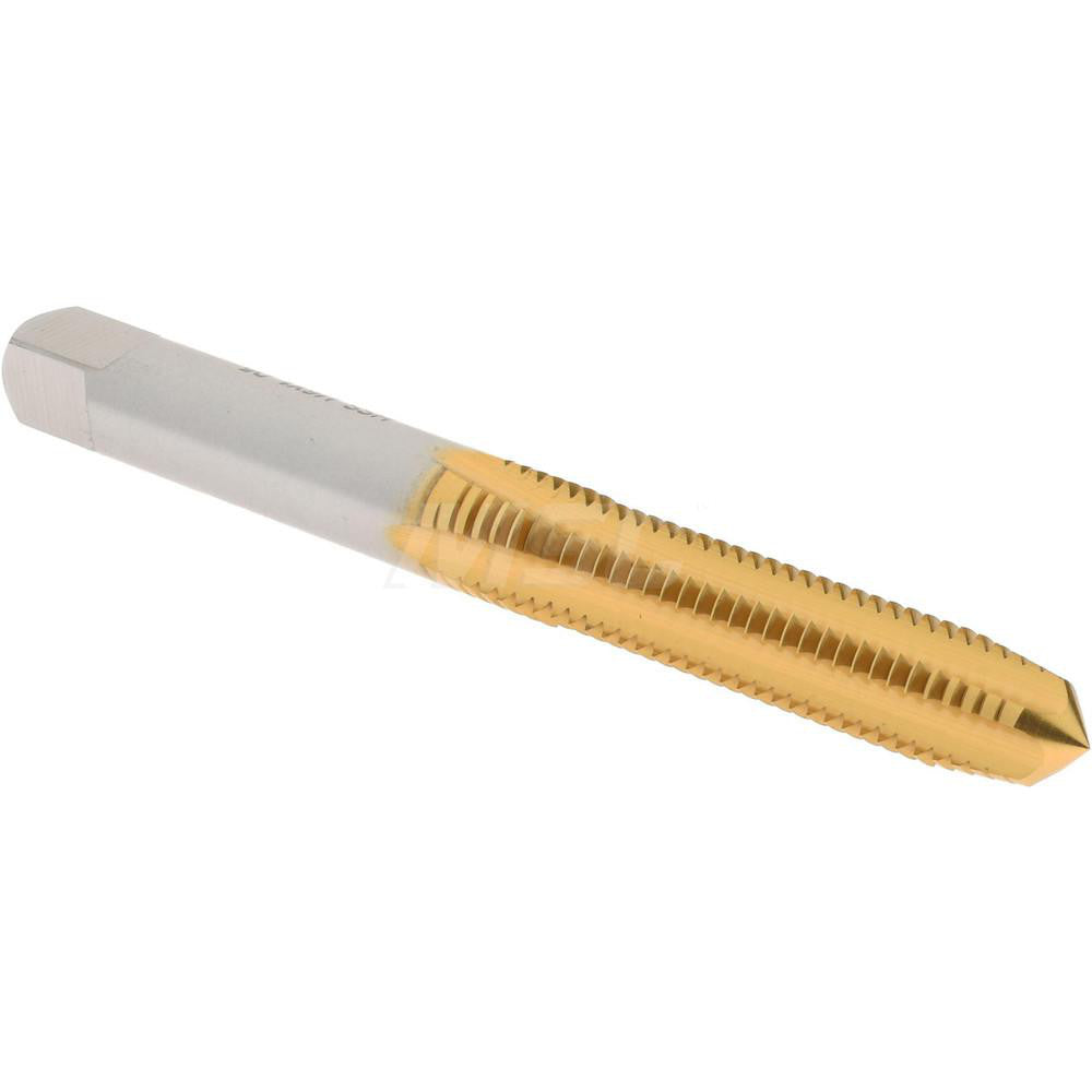 Hertel K027741AS25 Straight Flute Tap M6x1 Metric Coarse, 4 Flute, Plug Chamfer, 6H Class of Fit, High-Speed Steel, Titanium Nitride Finish