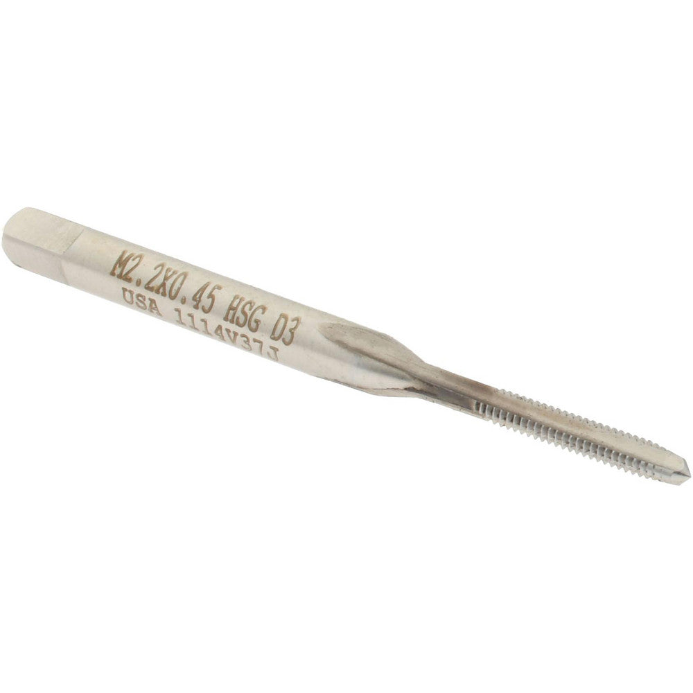 Hertel 027713AS Straight Flute Tap M2.2x0.45 Metric Coarse, 3 Flute, Plug Chamfer, High-Speed Steel, Bright/Uncoated Finish