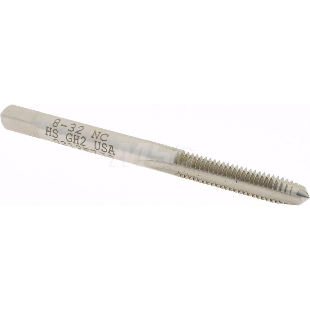 Hertel K008187AS Straight Flute Tap #8-32 UNC, 3 Flute, Plug Chamfer, 3B Class of Fit, High-Speed Steel, Bright/Uncoated Finish