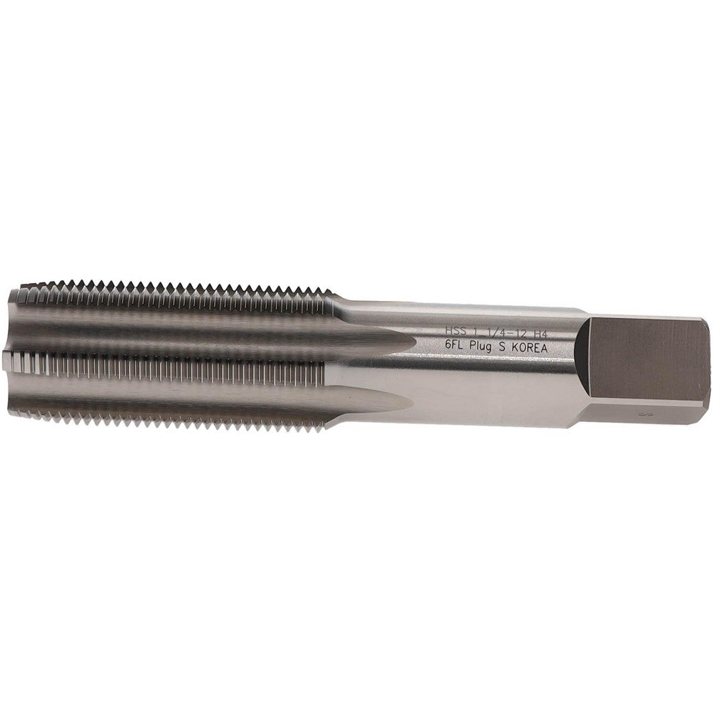 Hertel K008667AS Straight Flute Tap 1-1/4-12 UNF, 6 Flute, Plug Chamfer, 3B Class of Fit, High-Speed Steel, Bright/Uncoated Finish
