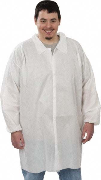 PRO-SAFE KM-LC0-WE-SMS-LRG-WHITE Lab Coat 1.41 oz Material, Size Large, SMS