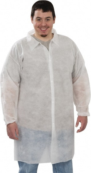 PRO-SAFE KM-LC0-WE-NW-HD-LRG-WHITE Lab Coat 1.41 oz Material, Size Large, Polypropylene