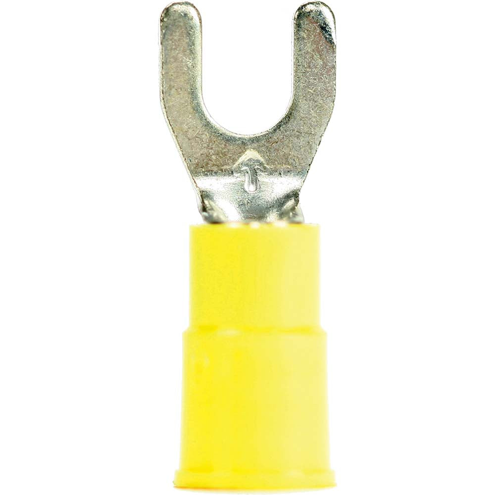 3M 7010349252 Standard Fork Terminal Yellow, Vinyl, Partially Insulated, #8 Stud, Crimp