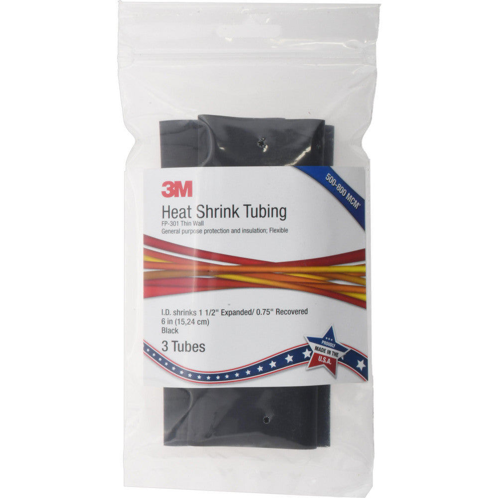 3M 7010350272 Heat-Shrink & Cold-Shrink Sleeve 1-1/2" ID Before Shrinking, 3/4" ID After Shrinking, 6" OAL