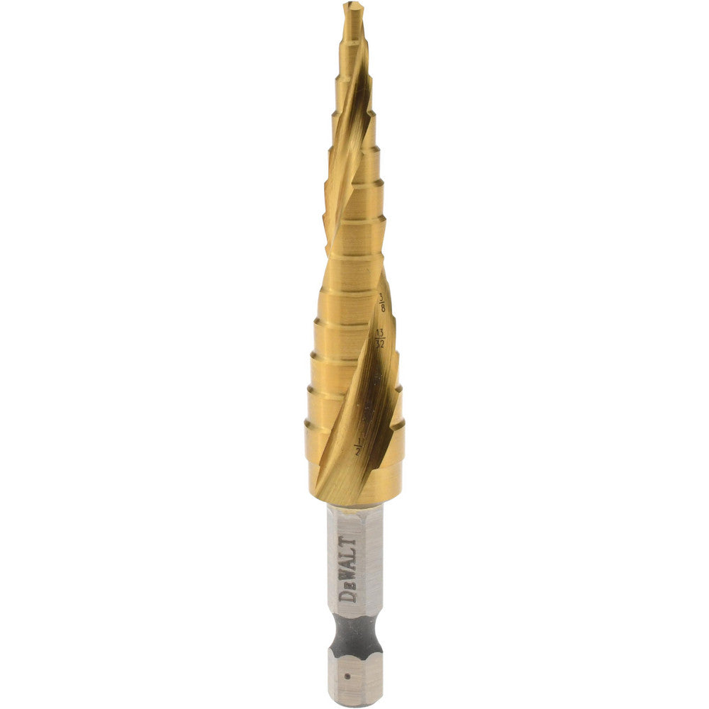DeWALT DWA1783IR Step Drill Bit 1/4" Shank Dia, High Speed Steel, 13 Hole Sizes