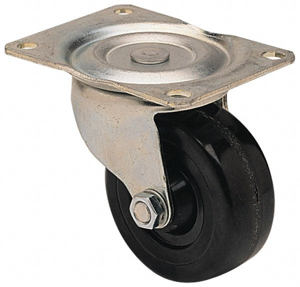 Albion 25124 Swivel Top Plate Caster Hard Rubber, 2" Wheel Dia, 1" Wheel Width, 150 lb Capacity, 2-1/2" OAH