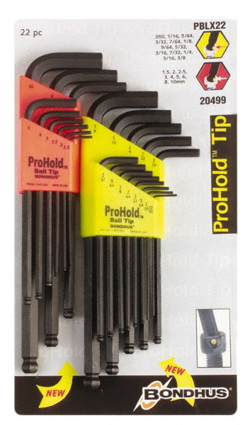 Bondhus 20499 22 Piece L-Key Handle Combo Hex Key Set