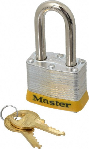 Master Lock 3LFYLW Lockout Padlock Keyed Different, Laminated Steel, Steel Shackle, Yellow