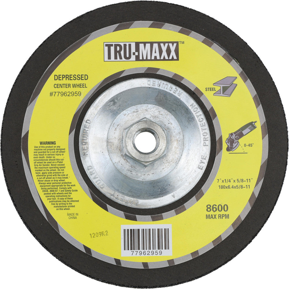 Tru-Maxx 620150 Depressed Center Wheel Type 27, 7" Dia, Aluminum Oxide