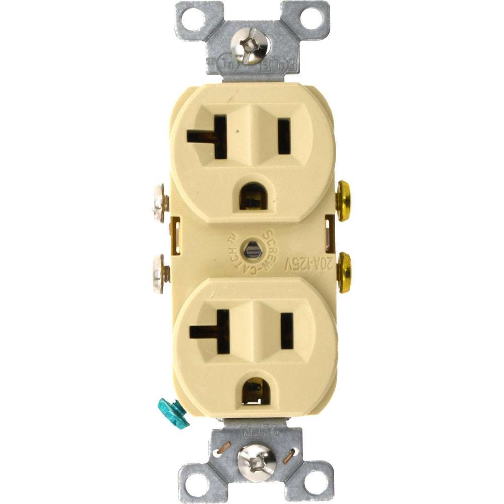 Cooper Wiring Devices CR20V Straight Blade Duplex Receptacle NEMA 5-20R, 20 Amps, Self-Grounding