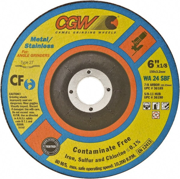 CGW Abrasives 36183 Cut-Off Wheel Type 1, 4" Dia, 1/32" Thick, 3/8" Hole, Ceramic