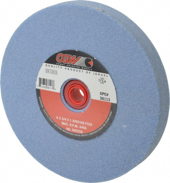 CGW Abrasives 38113 Bench & Pedestal Grinding Wheel 6" Dia, 3/4" Thick, 1" Hole Dia, Aluminum Oxide