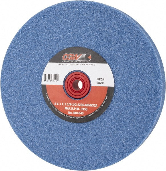 CGW Abrasives 38201 Bench & Pedestal Grinding Wheel 8" Dia, 1" Thick, 1" Hole Dia, Aluminum Oxide