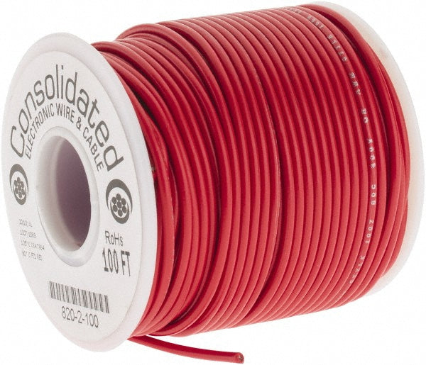 CONSOLIDATED ELECTRONIC WIRE & 820-2-100 20 AWG, 10 Strand, 100' OAL, Tinned Copper Hook Up Wire
