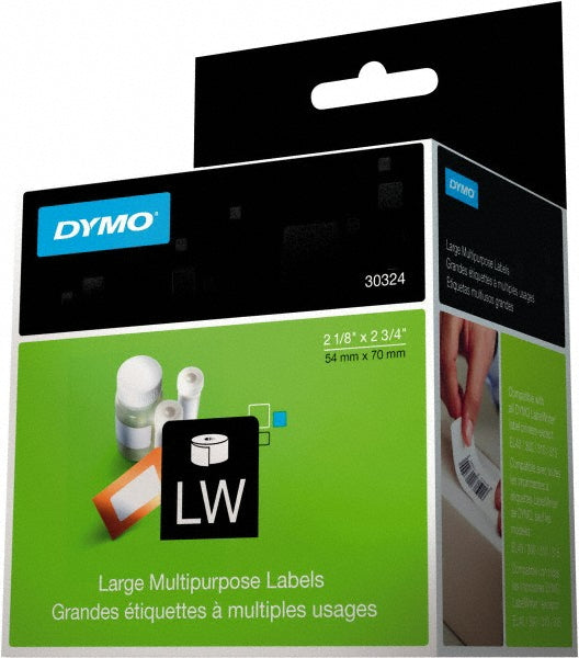 Dymo 30324 Label Maker Label White, 2-3/4" OAL, 2-1/8" OAW, 320 per Roll, 1 Roll