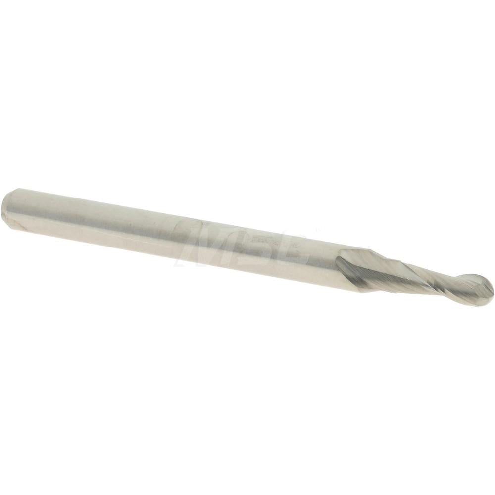 Accupro 12463790 Ball End Mill 0.09" Dia, 0.27" LOC, 2 Flute, Solid Carbide
