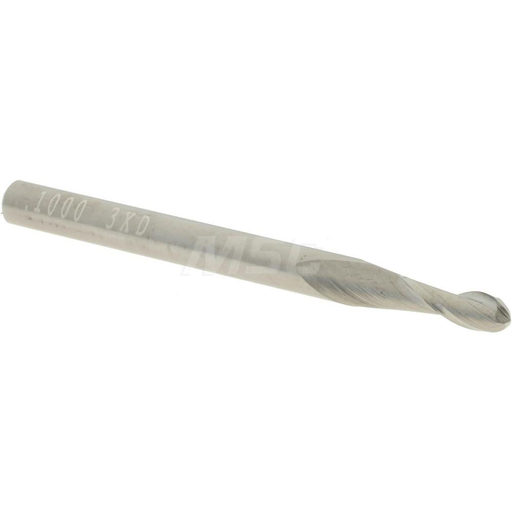 Accupro 12463820 Ball End Mill 0.1" Dia, 0.3" LOC, 2 Flute, Solid Carbide