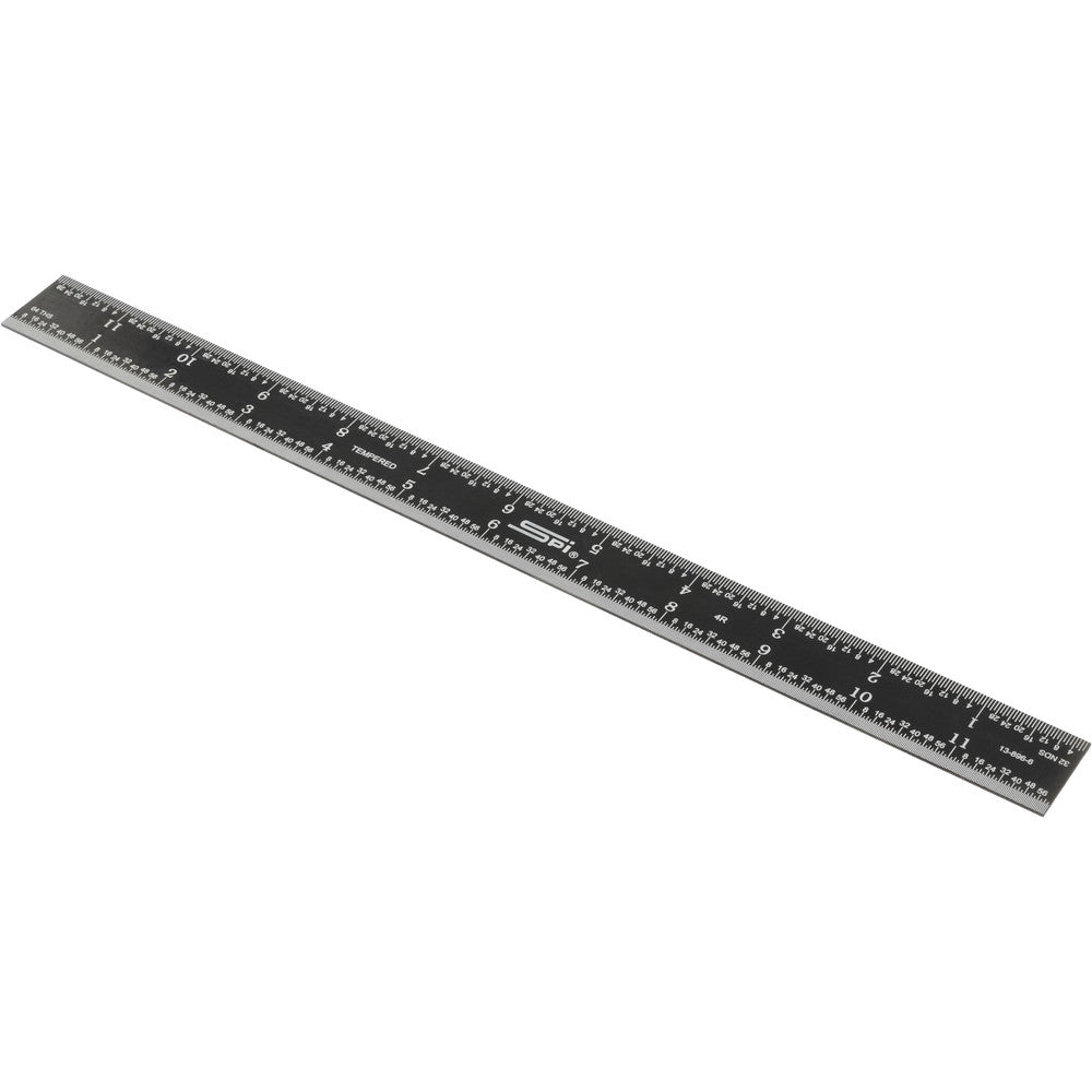 SPI 13-896-6 Steel Rule 12" OAL, 4R Graduation, Rigid, 1" OAW