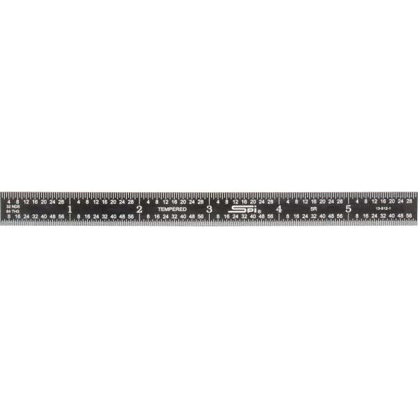 SPI 13-912-1 Steel Rule 6" OAL, 5R Graduation, Flexible, 1/2" OAW