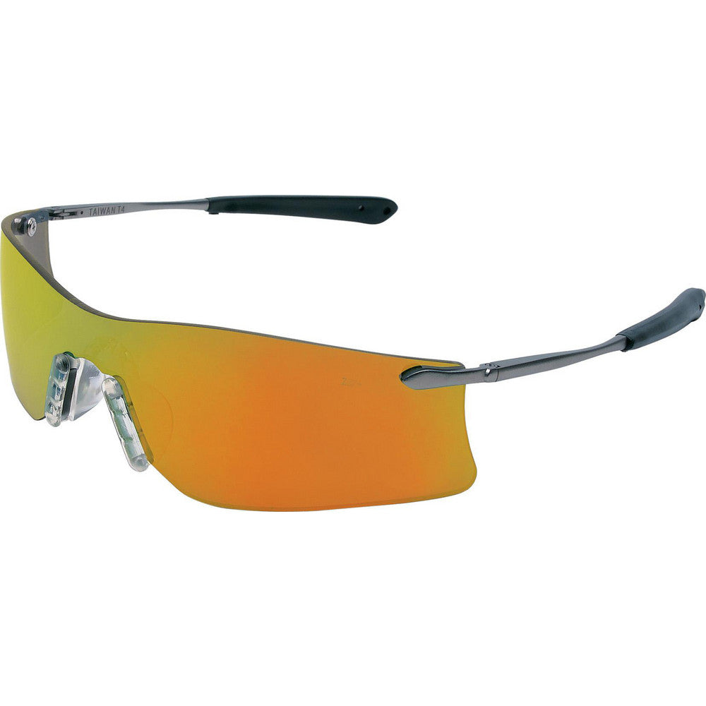 MCR Safety T411R Safety Glasses Scratch-Resistant, Polycarbonate, Fire Mirror Lenses, Frameless