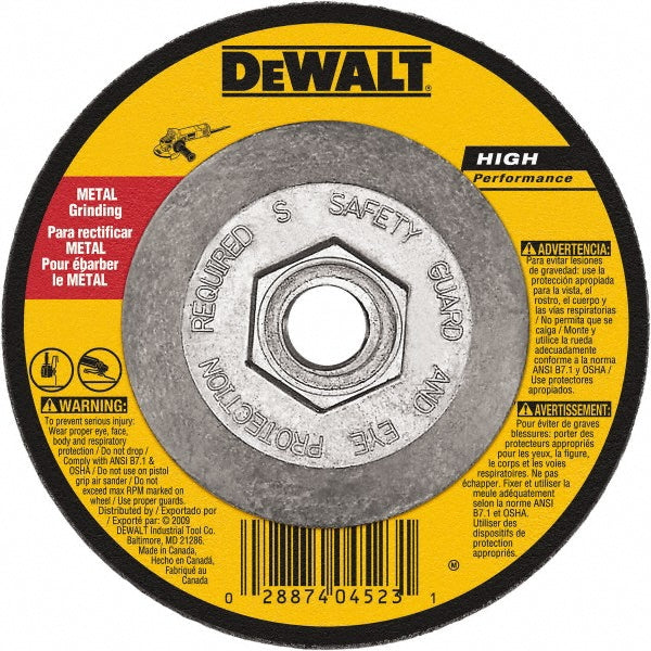 DeWALT DW8753 Depressed Grinding Wheel Type 27 & Type 42, 5" Dia, 3/32" Thick, Aluminum Oxide