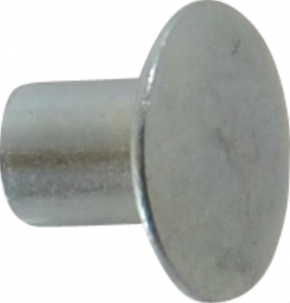 RivetKing /XTT375008SZ/P100 0.134 to 0.141" Hole Dia, Round Head, Zinc Plated Steel, Semi Tubular Rivet