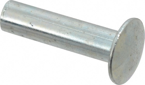 RivetKing /XTT375024SZ/P100 0.134 to 0.141" Hole Dia, Round Head, Zinc Plated Steel, Semi Tubular Rivet