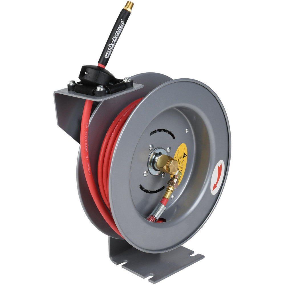 Pro-Source 2830022410PRO Hose Reel with Hose 1/4" ID Hose x 20', Spring Retractable