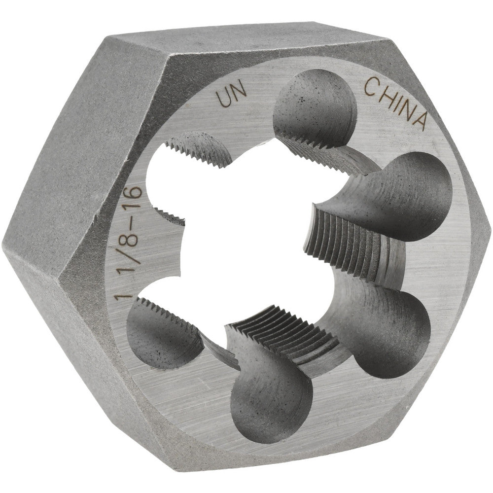 Value Collection 365-1085 Hex Rethreading Die 1-1/8-16, 1" Thick, Right Hand, 2" Hex, Carbon Steel