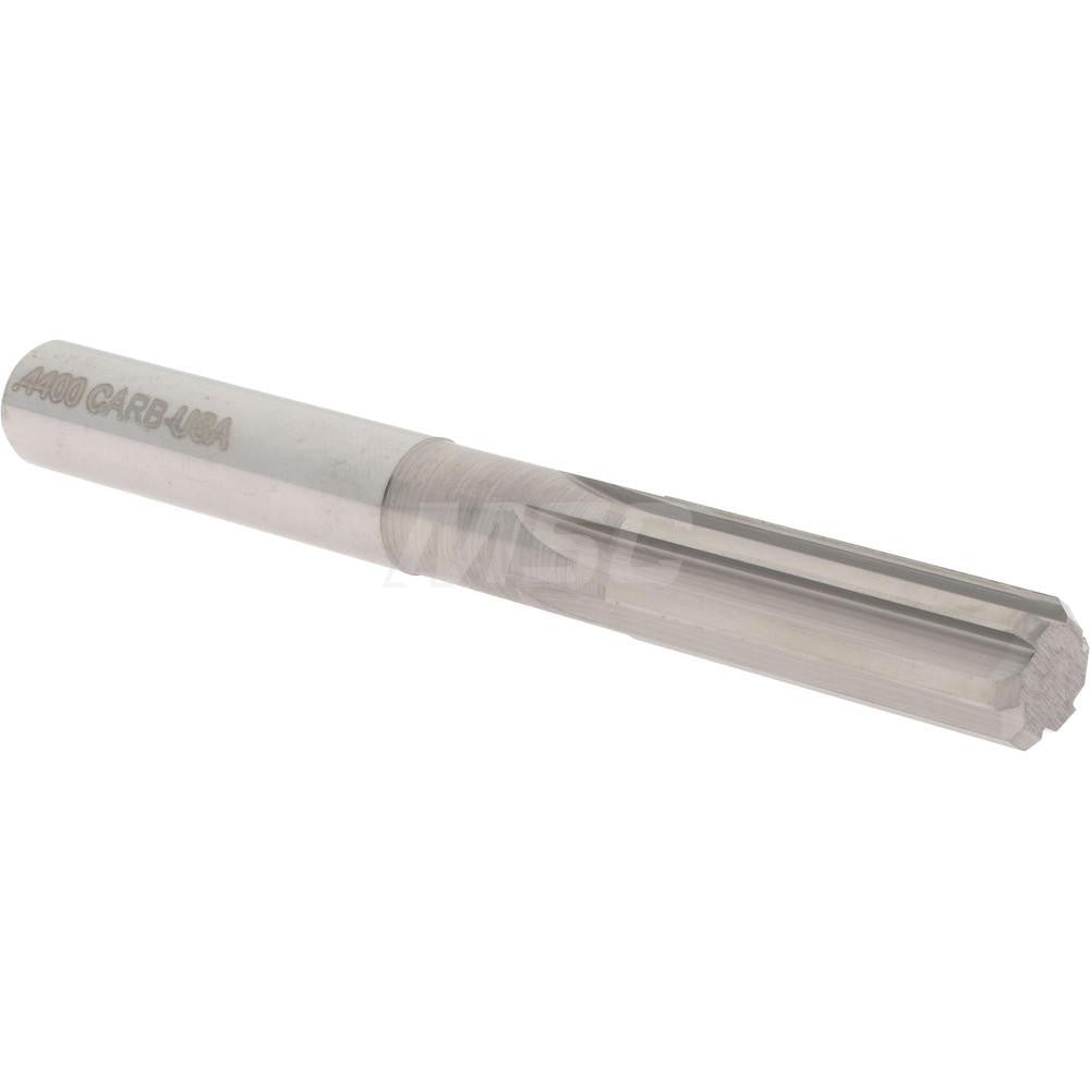 Hertel 79890075 Chucking Reamer 0.4400" Dia, 4" OAL, 1-3/8" Flute Length, Straight Flute, Straight-Cylindrical Shank, Solid Carbide