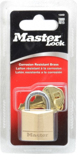Master Lock 130D Padlock Solid Brass, Keyed Different, 1-3/16" Wide