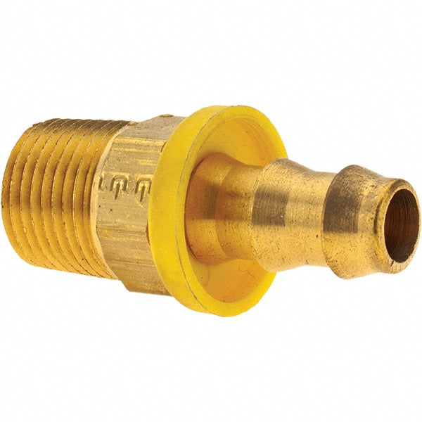 Parker 30182-6-6B Barbed Push-On Hose Male Connector 3/8-18 Male NPTF, Brass, 3/8" Barb