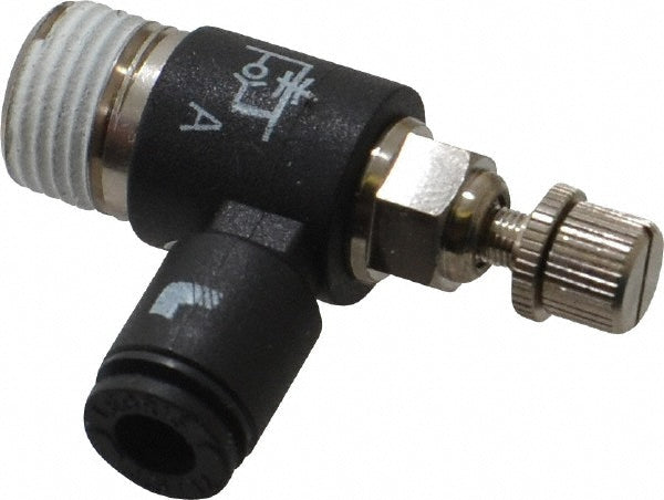 Legris 7665 04 11 Air Flow Control Valve Miniature Exhaust, Tube x NPT, 5/32" Tube OD, 145 Max psi