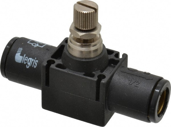 Legris 7770 62 00 Air Flow Control Valve In-Line, Tube, 1/2" Tube OD, 145 Max psi