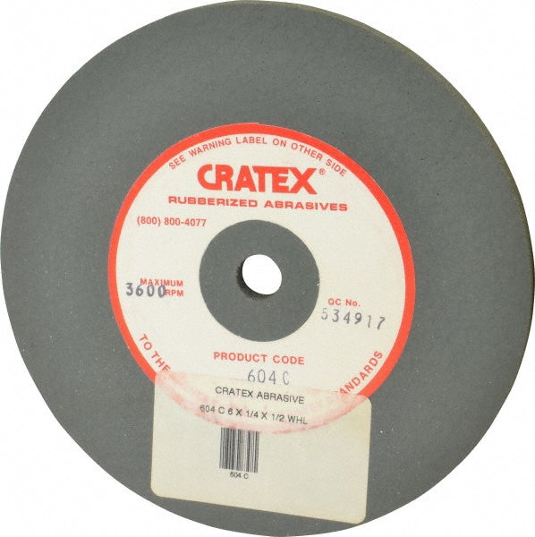 Cratex 604 C Surface Grinding Wheel 6" Dia, 1/4" Thick, 1/2" Hole