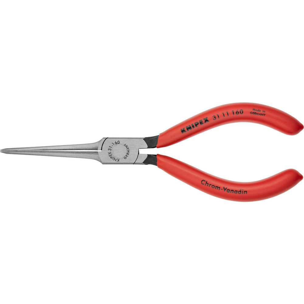 Knipex 31 11 160 Long Nose Pliers Pliers Type Long Nose Pliers Jaw Texture Smooth Jaw Length (Inch) 2-11/64 Jaw Width (Inch) 5/8 Jaw Bend 0.60 Handle Type Comfort Grip