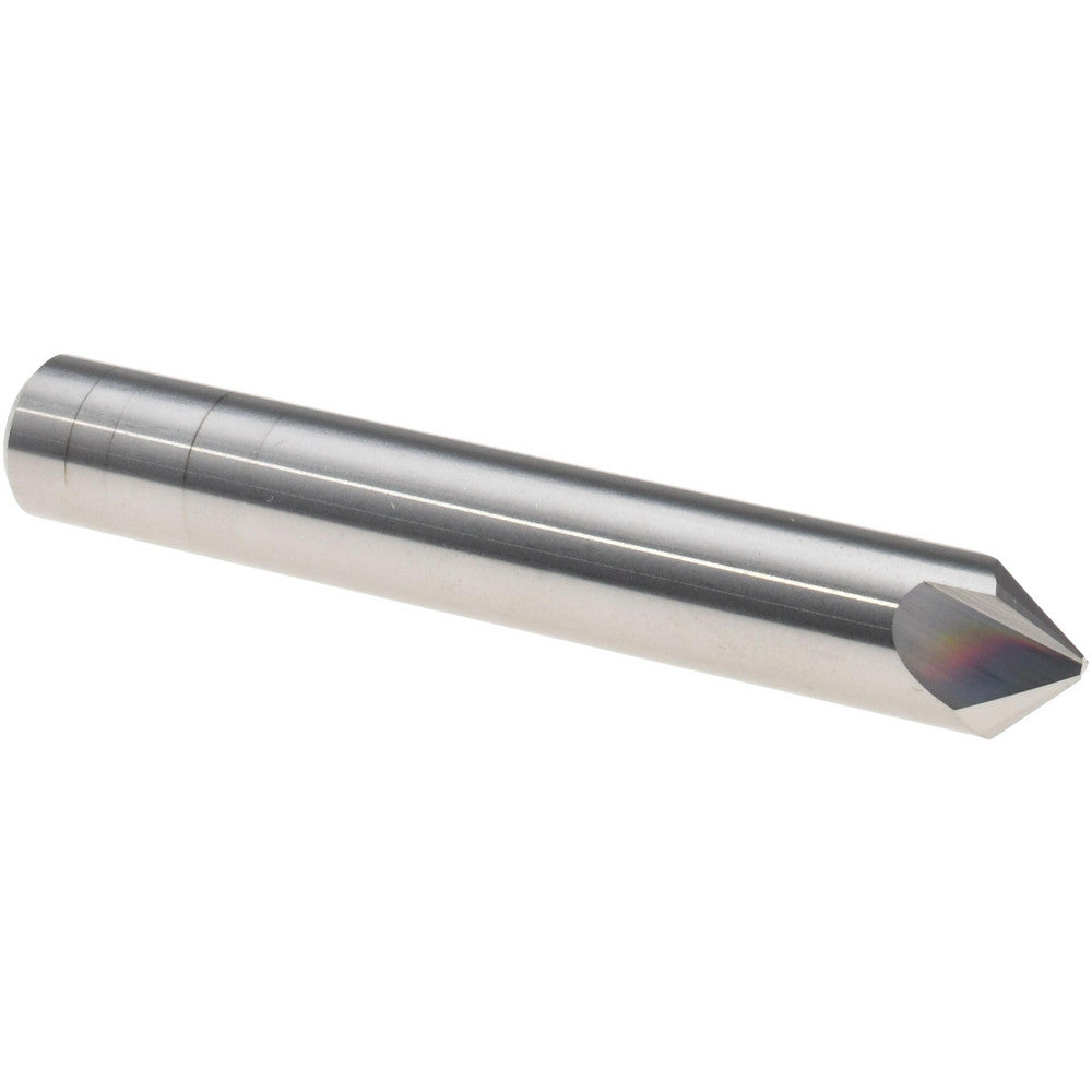 Harvey Tool 18445 Chamfer Mill 3/8" Dia, 3/8" Shank Dia, 90 deg, 3 Flute, Solid Carbide, Single End
