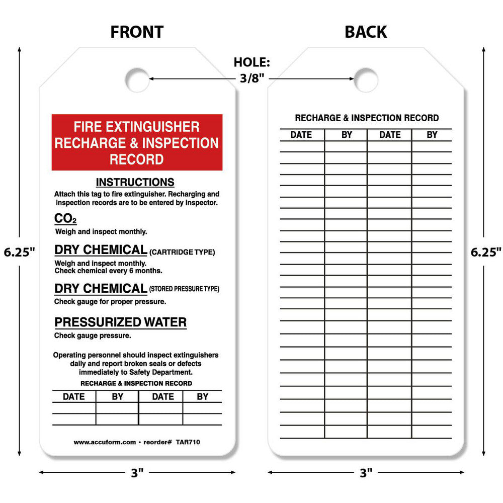 AccuformNMC TAR710 Inspection Tag Rectangle, 6-1/4" High, Synthetic Paper, "Blank"