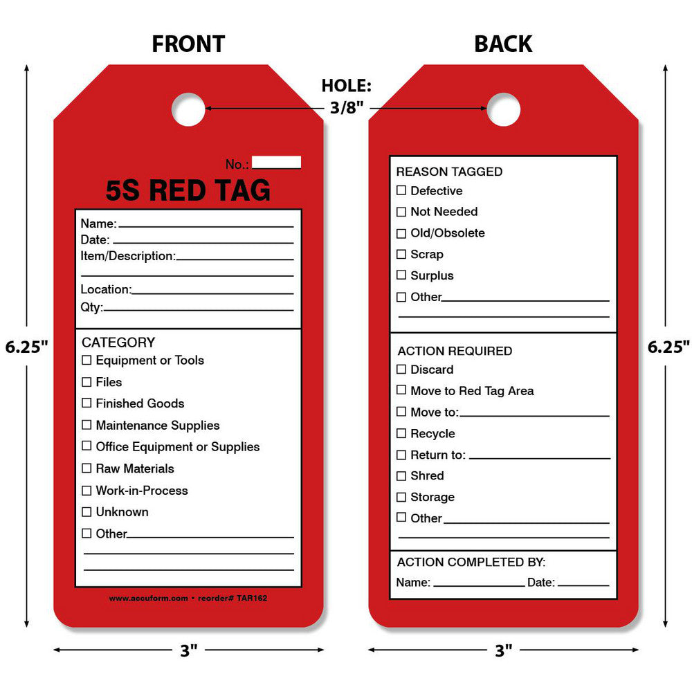 AccuformNMC TAR162 Quality Control Tag Rectangle, 6-1/4" High, Synthetic Paper, "Blank"
