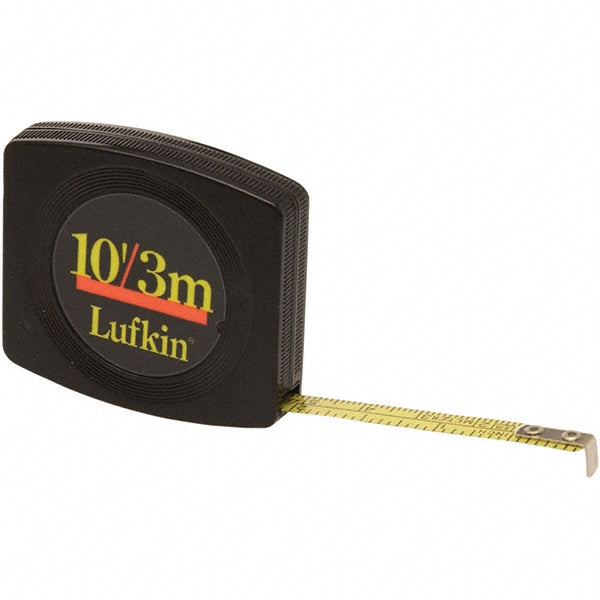 Lufkin Y613ME Tape Measure 10' Long, 1/4" Width, Yellow Blade