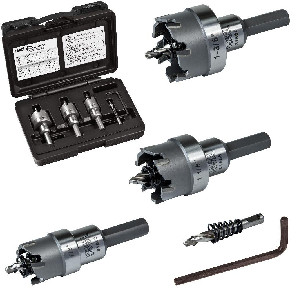 Klein Tools 31872 Industrial Hole Saw Kit 4 Pc, 7/8 to 1-3/8" Dia