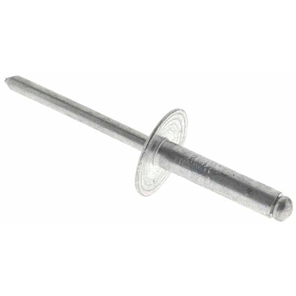 Value Collection 34128 Open End Blind Rivet Size 610, Large Flange Dome Head, Aluminum Body, Aluminum Mandrel